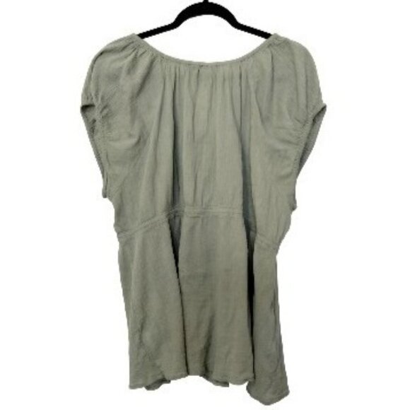 Sonoma Life + Style Peasant Top Size 3X  Green Short Sleeve Tie Neck Detail - Picture 5 of 7